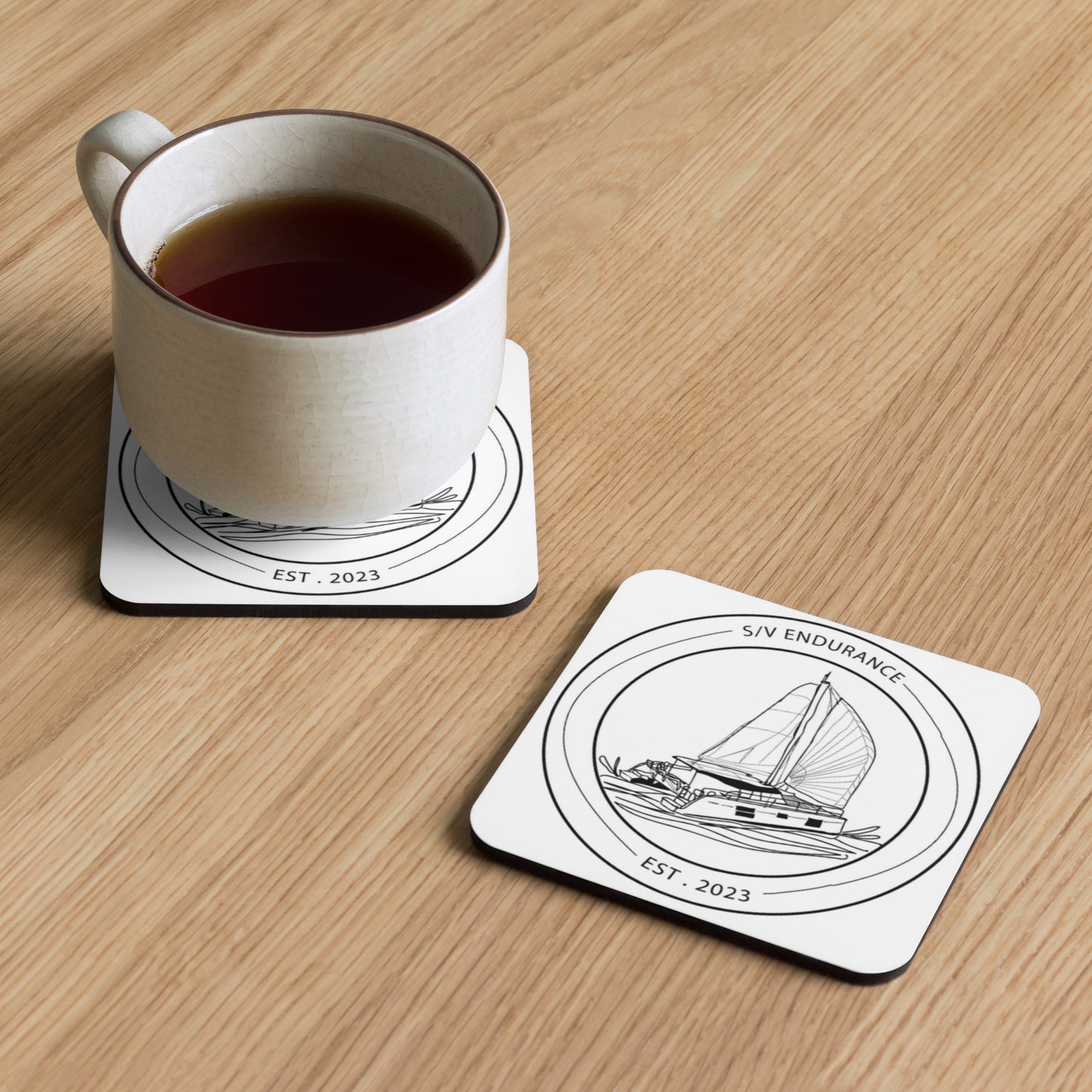 Cork-back coaster - Black & White Logo