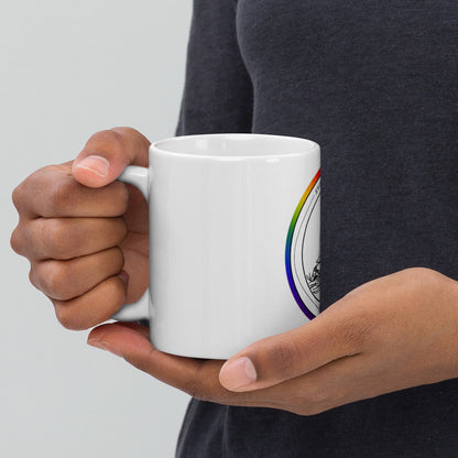 White glossy mug - Rainbow Logo