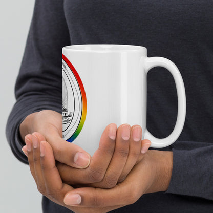 White glossy mug - Rainbow Logo