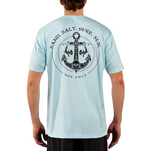 SAND.SALT.SURF.SUN. Shark Anchor Men's UPF 50+ UV Sun Protection Performance Short Sleeve T-Shirt X-Large Arctic Blue